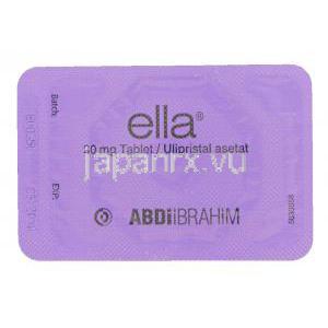 エラ,　ウリプリスタール酢酸エステル　30mg　錠　シート　裏面