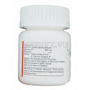 エフキュア,　エファビルジェネリック,エファビレンツ 600mg　瓶　情報