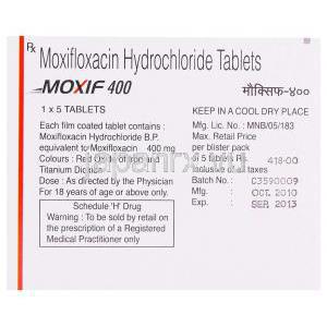 モキシフ, 塩酸モキシフロキサシン 400mg 錠 (Cipla) 情報