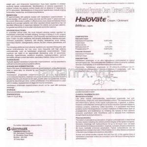 ハロベート, ハロベタソール Halovate , 0.05% w/w 30gm クリーム (Gracewell) 説明書1
