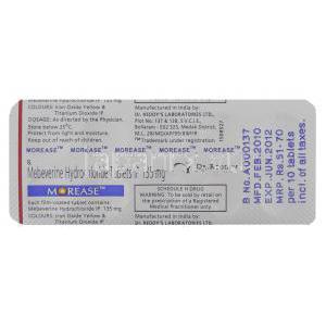 メベベリン, 135mg 錠 (Solvay Pharma) 包装裏面