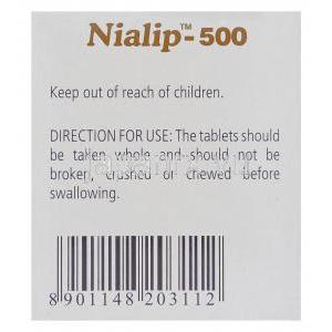 ナイアシン  ニコチン酸 （ナイアスパン ジェネリック）, Nialip 500mg 錠 (Dr.Reddy's) 使用注意