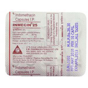 インメシン, インドメタシンカプセル 25 mg 包装