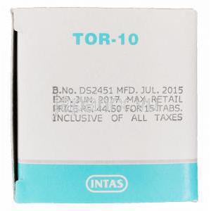 トール 10,デマデックスジェネリック,　トルセミド 10mg 箱　製造番号 