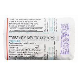トール 10,デマデックスジェネリック,　トルセミド 10mg 錠　シート　情報