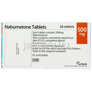 ナブメトン,　レリフェンジェネリック,ナブメトン　500mg  箱　情報