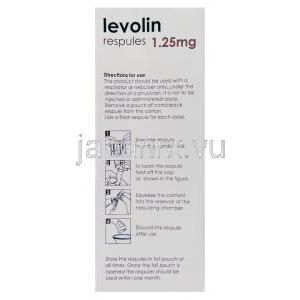 レボサルブタモール（ゾペネックス吸入液 ジェネリック）, Levolin, 1.25 mg 吸入液 (Cipla) 使用注意