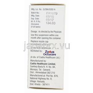 アムナック,　ネパフェナク 0.1% 5ml 点眼薬　製造元： Zydus Occucare