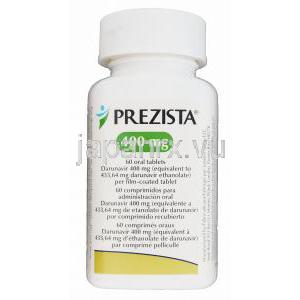 プレジスタ,ダルナビル エタノール付加物　400mg　瓶