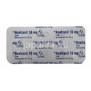 アナフラニール10mgドゥラジェ, クロミプラミン　10mg 30錠　シート情報