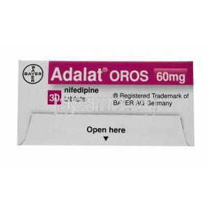 アダラート オロス, ニフェジピン 60mg, 30錠　箱　表面