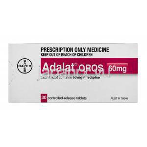 アダラート オロス, ニフェジピン 60mg, 30錠　箱情報　
