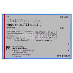 プロギノバ（エストラジオール吉草酸エステル） 2 mg 錠 （Schering） 製造業者情報