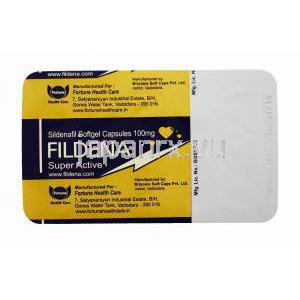 バイアグラジェネリック,シルデナフィルソフト錠,100mg カプセル,　シート裏面,　製造元
