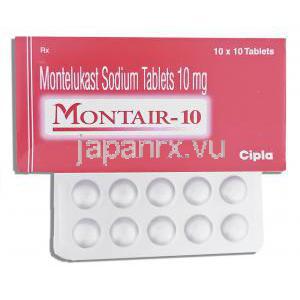 モントエア Montair, シングレア ジェネリック, モンテルカスト10mg 錠 (Cipla)