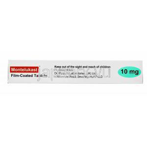 モンテルカスト,シングレアジェネリック　10mg　錠　シート　箱側面　注意事項