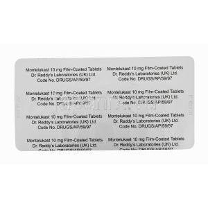 モンテルカスト,シングレアジェネリック　10mg　錠　シート裏面