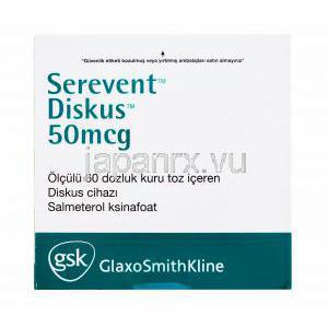 セレベント　ディスク　50mcg,製造元：GSK,　箱裏面