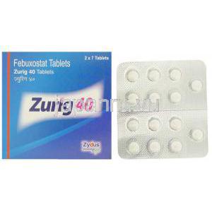 ズリッグ, フェブキソスタット 40mg 錠 (Zydus)