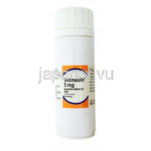 ベトメディン，ピモベンダン 5mg チュアブル錠,　製造元：　Boehringer Ingelheim, ボトル表面
