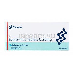 アヴァカン, エベロリムス　0.25mg, 箱表面