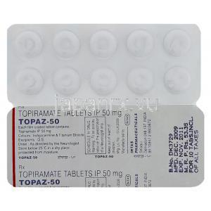 トパーズ Topaz, , トピナ ジェネリック, トピラマート50mg 錠 (Intas) 包装
