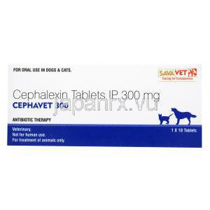 セファベット, セファレキシン 300mg, 犬猫経口薬,1シート10錠入り,　箱表面