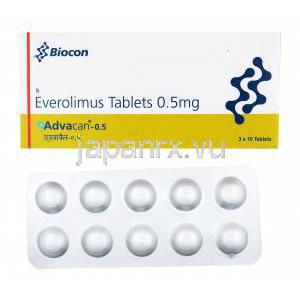 アヴァカン,エベロリムス,製造元：BDR Pharmaceuticals,箱,シート裏面情報