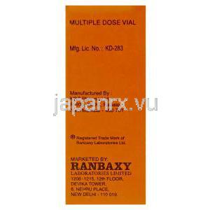 アミカシン（ビクリン ジェネリック）, Alfakim, 100mg 2ml 注射 (Ranbaxy) 製造者情報