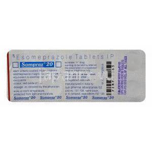 ソンプレッズ, エソメプラゾール 20mg 錠剤 裏面