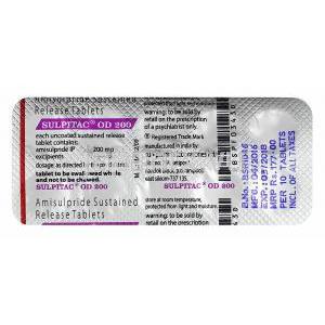 スルピタック SR, アミスルピリド 200mg 錠 (Sun Pharma) 包装裏面