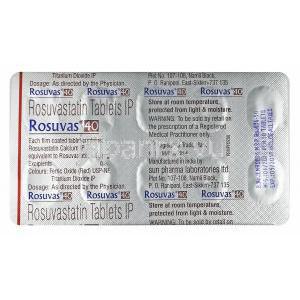 ロスバス, ロスバスタチン 40mg 錠剤裏面
