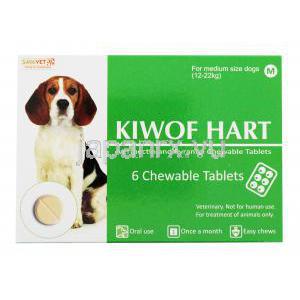 キウォフハート チュアブル錠,中型犬用（12kg-22kg）,イベルメクチン136mcg/パモ酸ピランテル114mg,