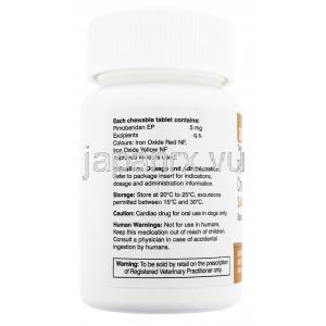 セーフハート5　イージーチュウ,　ピモベンダン　チュアブル錠　5mg,　30錠,　ボトル裏