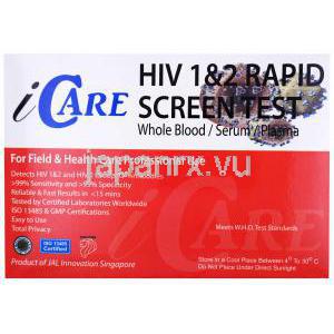 i Care HIV(エイズ)検査キット,　箱裏面情報,　製造元：JAL innovation