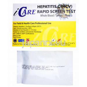 iCare C型肝炎試験キット,箱,　テストキットパッケージ　表面情報