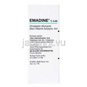エマジン,　エメダスチン点眼薬, 0.05% 5ml,箱側面情報