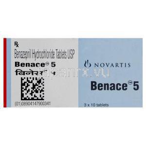 ベナゼプリル(チバセンジェネリック),Benace, 5mg 錠  (Novartis) 箱