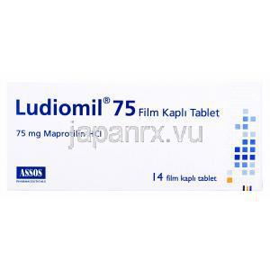 ルジオミール,　マプロチリン　75mg  14錠, 製造元：Assos Pharmaceuticals,箱表面