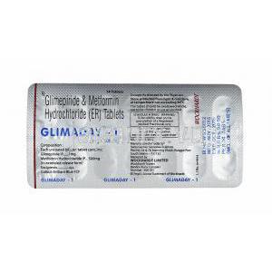 グリマデイ (グリメピリド/ メトホルミン) 錠剤裏面