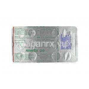 アトルフィット (アトルバスタチン) 20mg 錠剤裏面