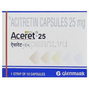 アシトレチン（ソリアタンジェネリック）, Aceret  25mg 錠 (Gracewell) 箱