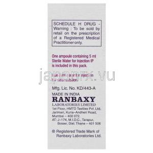 セファゾリン（セファメジン ジェネリック）, レフリン Reflin 1gm  注射 (Ranbaxy) 製造者情報