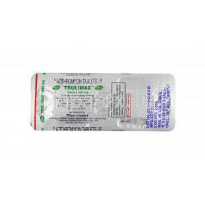トゥルリマックス (アジスロマイシン) 500mg 錠剤裏面