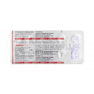 ジュビラ F (フェノフィブラート/ ロスバスタチン) 5mg 錠剤裏面