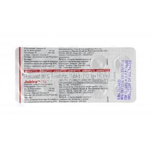 ジュビラ F (フェノフィブラート/ ロスバスタチン) 10mg 錠剤裏面