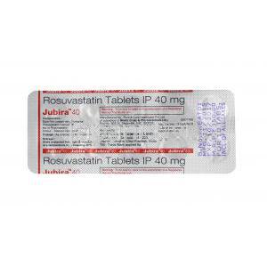 ジュビラ (ロスバスタチン) 40mg 錠剤裏面