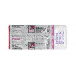 ヴィズニル (レボセチリジン/ モンテルカスト) 錠剤裏面