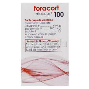 フマル酸ホルモテロール / ブデソニド配合 （シンビコート ジェネリック）, Foracort, 6mcg / 100mcg 吸