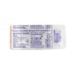 ベニバズ フォルテ (ベニジピン/ テルミサルタン/ クロルタリドン) 錠剤裏面